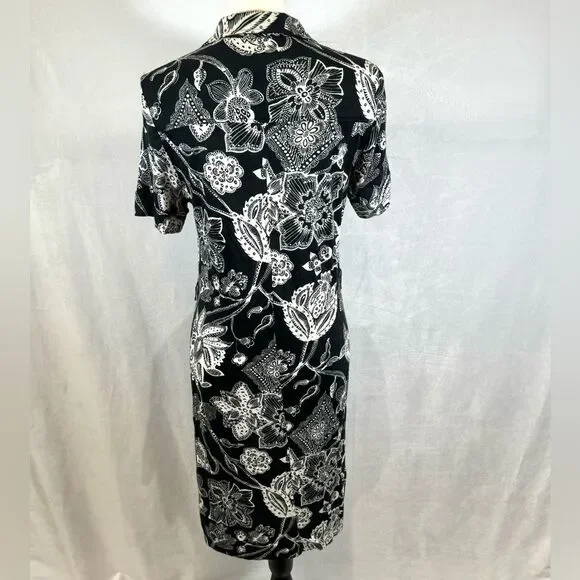 Karen Kane black and white print midi shirt dress size small - Picture 3 of 5